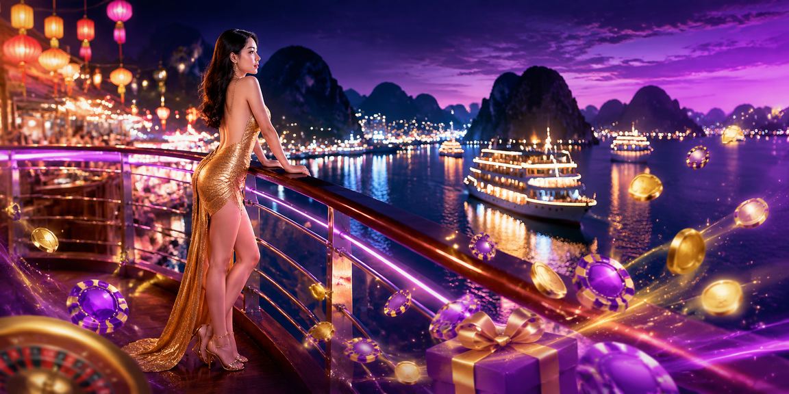 Cảnh Vịnh Hạ Long về đêm với người chơi theo dõi kèo thể thao tại chợ đêm