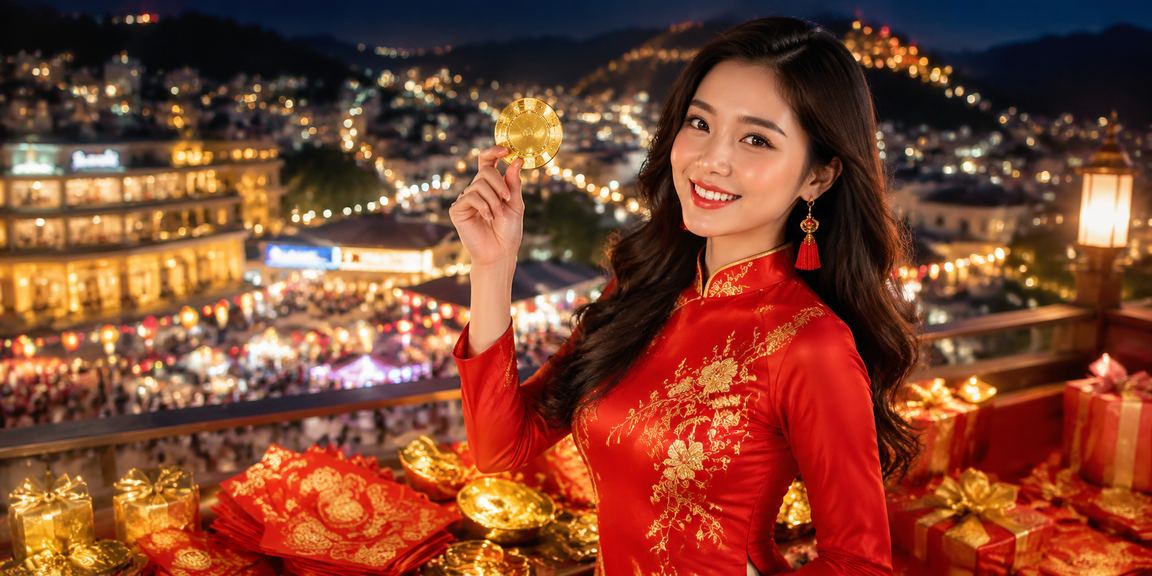Người chơi nhận phong bì đỏ thưởng tại chợ đêm Sapa trong không khí lễ hội